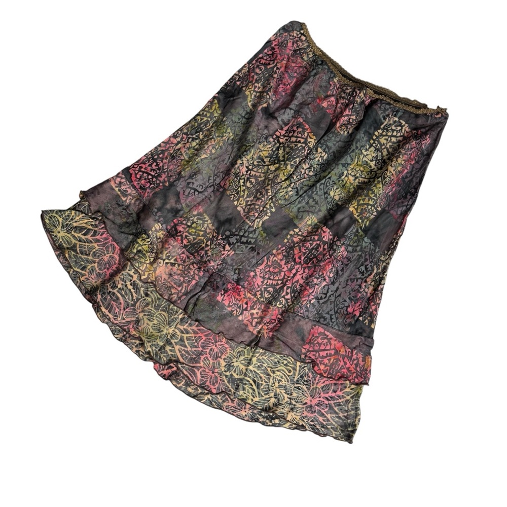 Vintage Santiki Boho Floral Printed‎ Pull On Skirt Women’s Large Flowy Hippie